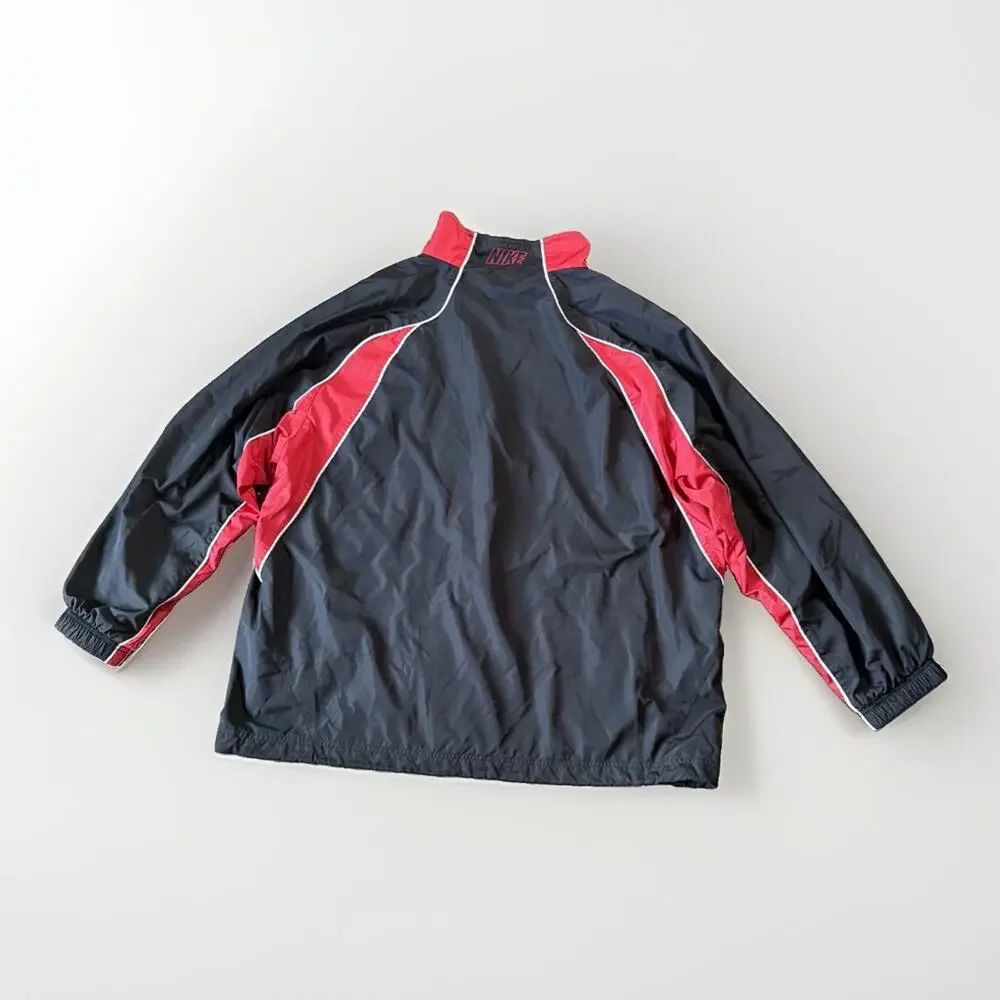 VTG Y2K Nike XXL Windbreaker Jacket Black Red Colorblock Swoosh Track 2000s Zip